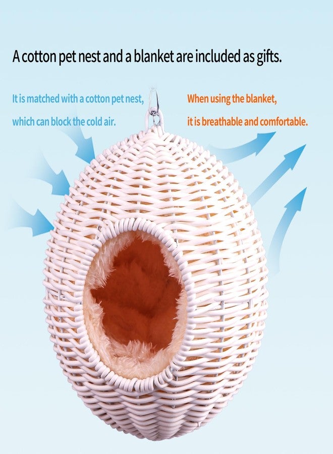 HardcorePet PP Rattan Rat Hammock with Removable Cotton nest, Suitable for Guinea Pigs, Sugar Gliders, Hamsters, Parrots in All Seasons (White) - Image 4